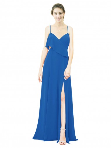 Soft Chiffon A-Line Long Sleeveless Front Slit Bridesmaid Dress Cairns