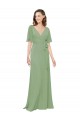 Soft Chiffon A-Line Long Short Flutter Sleeves Bridesmaid Dress Cairns