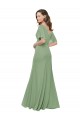 Soft Chiffon A-Line Long Short Flutter Sleeves Bridesmaid Dress Cairns