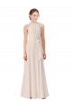 Soft Chiffon A-Line Long Sleeveless Cream Pink Bridesmaid Dress Cairns