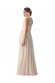 Soft Chiffon A-Line Long Sleeveless Cream Pink Bridesmaid Dress Cairns