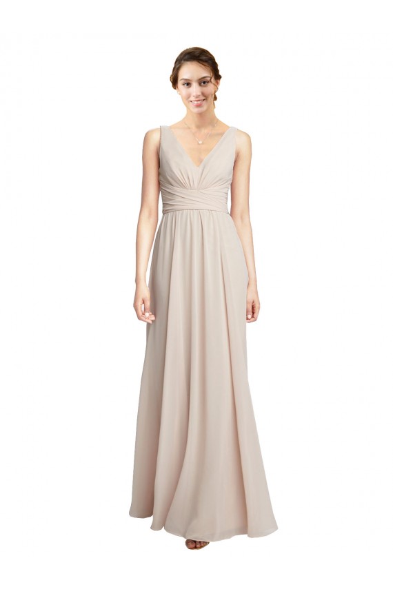 Soft Chiffon Long Sleeveless Formal Dress / Bridesmaid Dress Cairns
