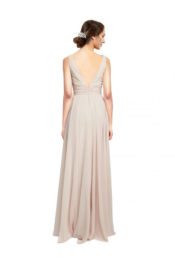Soft Chiffon Long Sleeveless Formal Dress / Bridesmaid Dress Cairns