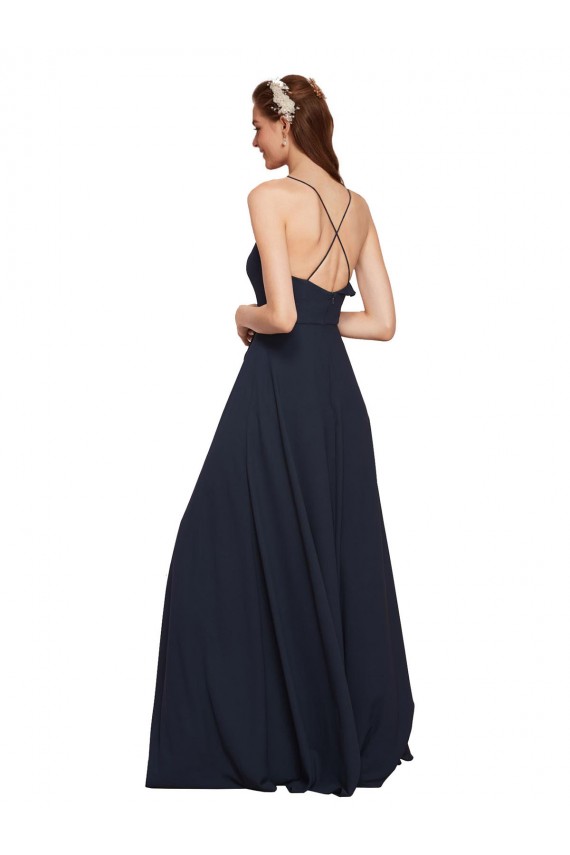 Soft Chiffon A-Line Long Sleeveless Criss Cross Open Back Bridesmaid Dresses Cairns