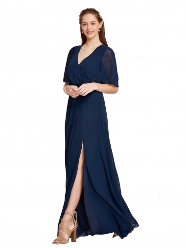 Soft Chiffon A-Line Long Flutter Sleeves Bridesmaid Dress / Formal Dress Cairns