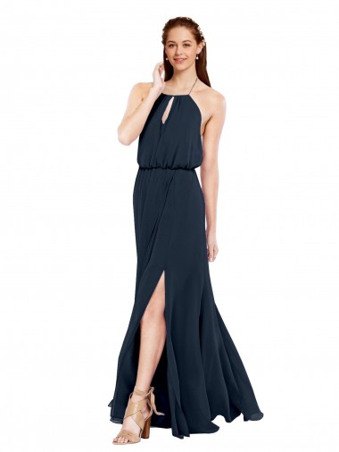 Chiffon A-Line Long Sleeveless Criss Cross Open Back Front Side Slit Bridesmaid Dresses Cairns