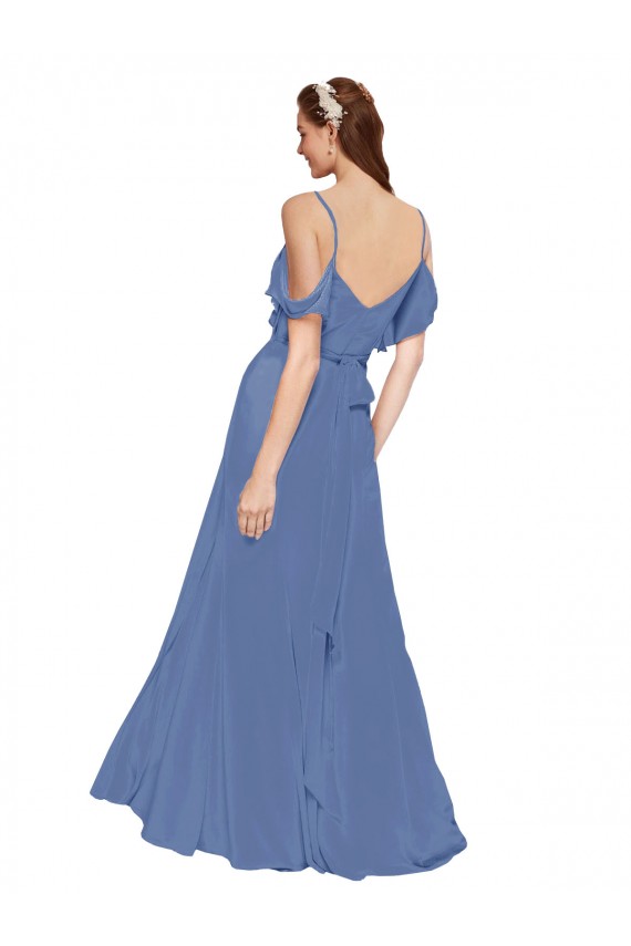 Soft Chiffon A-Line Long Sleeveless Windsor Blue Bridesmaid Dress Cairns