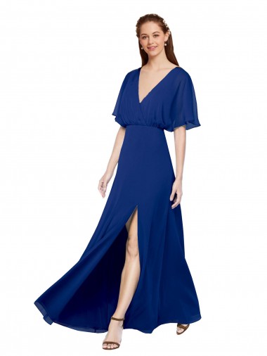 Chiffon A-Line Long Flutter Sleeves Open Back Bridesmaid Dress / Evening Gowns Cairns