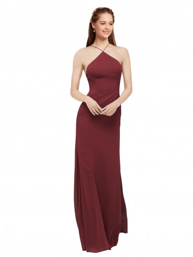 Soft Chiffon Sheath Long Sleeveless Open Back Formal Dress / Bridesmaid Dress Cairns