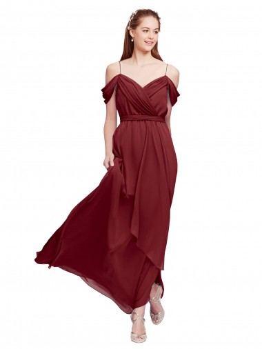 Soft Chiffon Sheath Sheath Sleeveless Burgundy Formal Dress / Bridesmaid Dress Cairns