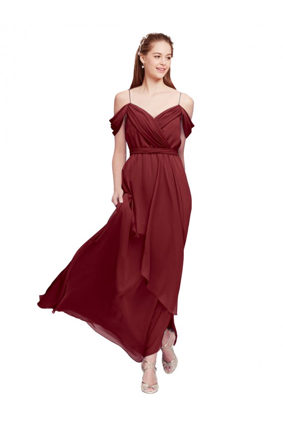 Soft Chiffon Sheath Sheath Sleeveless Burgundy Formal Dress / Bridesmaid Dress Cairns