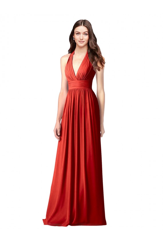Soft Chiffon A-Line Long Sleeveless Open Back Bridesmaid Dress / Formal Dress Cairns