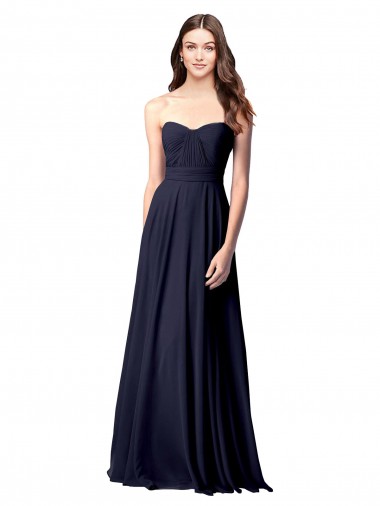 Soft Chiffon A-Line Long Sleeveless Open Back Dark Navy Bridesmaid Dresses Cairns