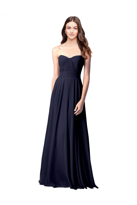 Soft Chiffon A-Line Long Sleeveless Open Back Dark Navy Bridesmaid Dresses Cairns
