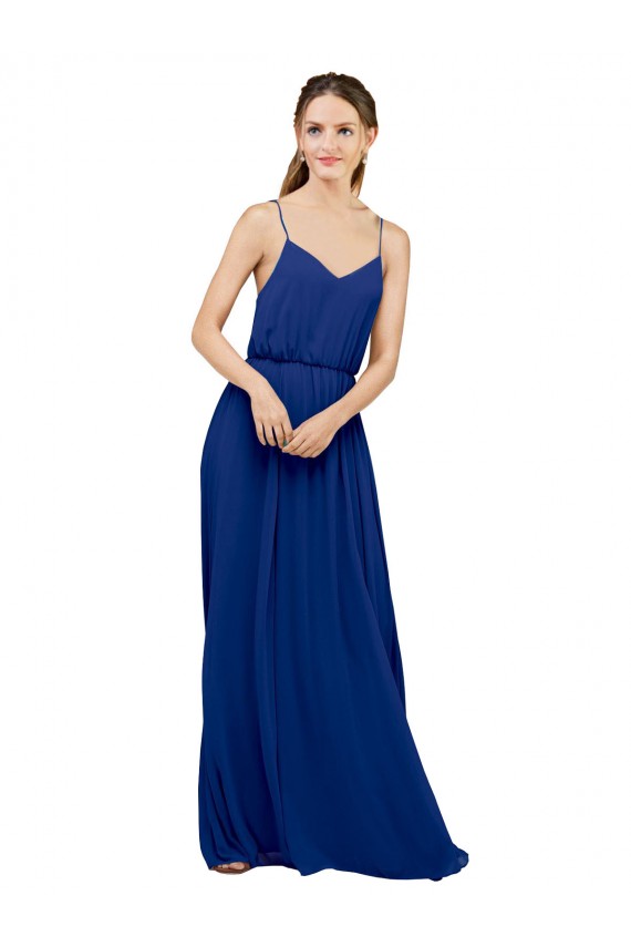 Chiffon A-Line Long Sleeveless Royal Blue Bridesmaid Dress / Evening Dress Cairns