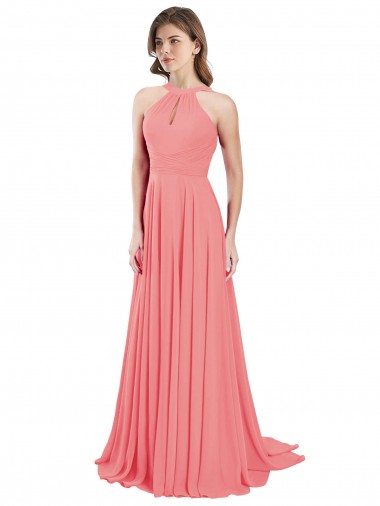 Chiffon A-Line Long Sleeveless Criss Cross Back Bridesmaid Dress / Evening Dress Cairns
