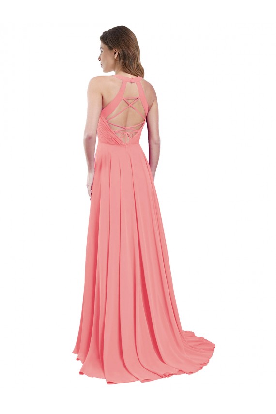 Chiffon A-Line Long Sleeveless Criss Cross Back Bridesmaid Dress / Evening Dress Cairns
