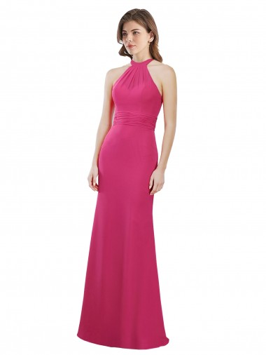 Soft Chiffon Long Sleeveless Criss Cross Open Back Bridesmaid Dress Cairns