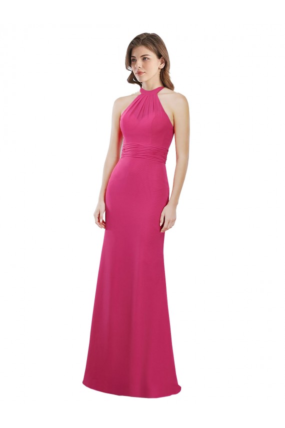 Soft Chiffon Long Sleeveless Criss Cross Open Back Bridesmaid Dress Cairns