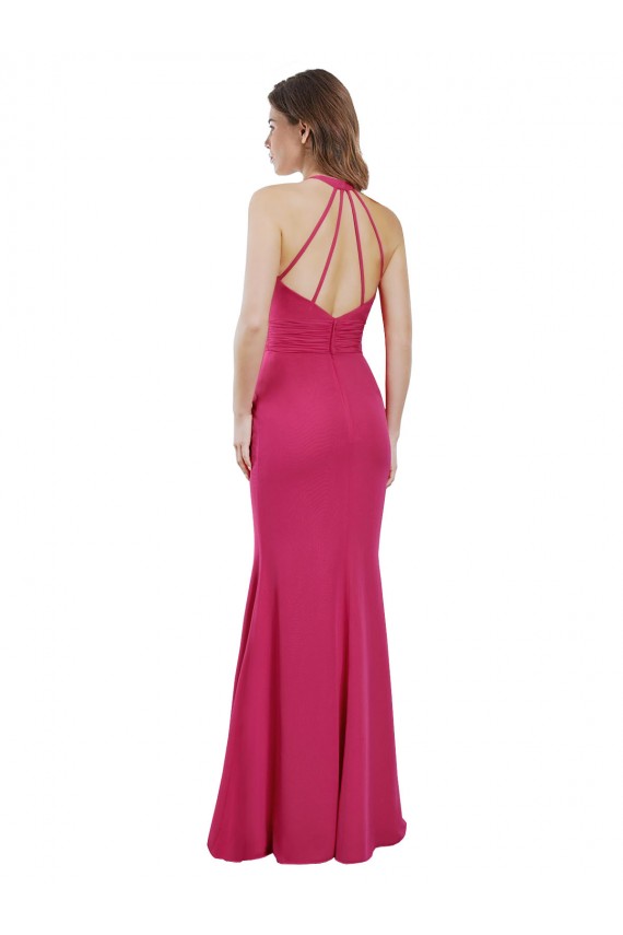 Soft Chiffon Long Sleeveless Criss Cross Open Back Bridesmaid Dress Cairns