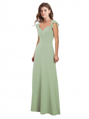 Soft Chiffon A-Line Long Cap Sleeves Low Back Bridesmaid Dress / Formal Dress Cairns