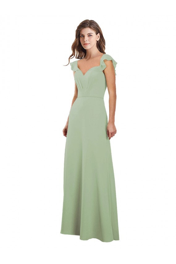 Soft Chiffon A-Line Long Cap Sleeves Low Back Bridesmaid Dress / Formal Dress Cairns