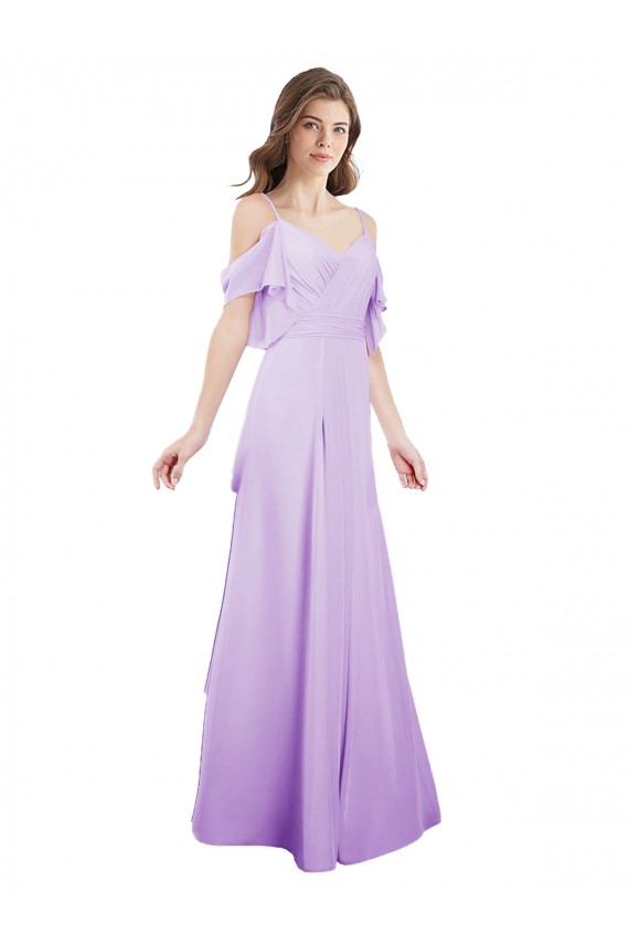 Soft Chiffon A-Line Long Cold Shoulder Formal Dress / Bridesmaid Dress Cairns