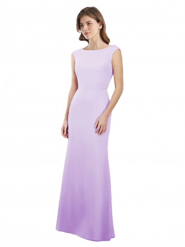 Soft Chiffon Column Long Cap Sleeves Open Back Bridesmaid Dress Cairns