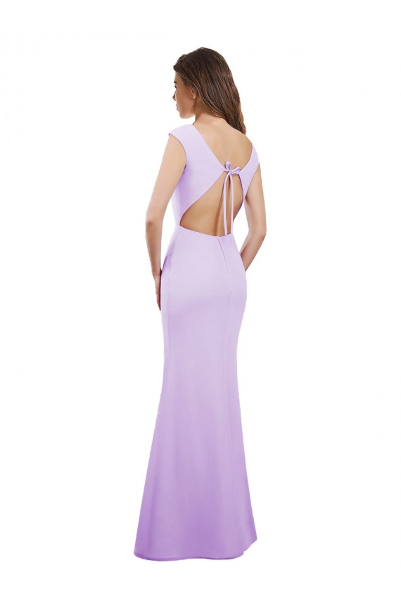 Soft Chiffon Column Long Cap Sleeves Open Back Bridesmaid Dress Cairns