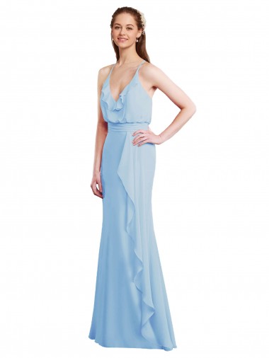 Soft Chiffon Mermaid Long Sleeveless Low Back Bridesmaid Dress Cairns