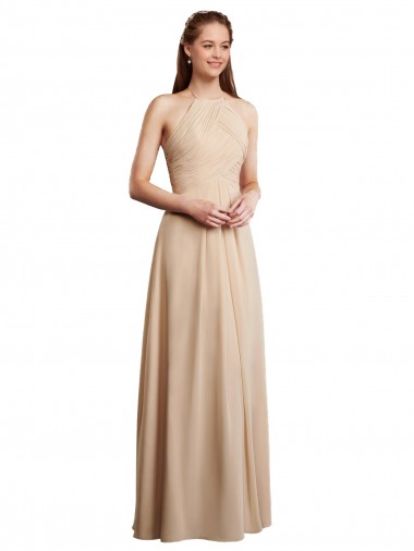 Soft Chiffon Long Sleeveless Low Back Bridesmaid Dress Cairns