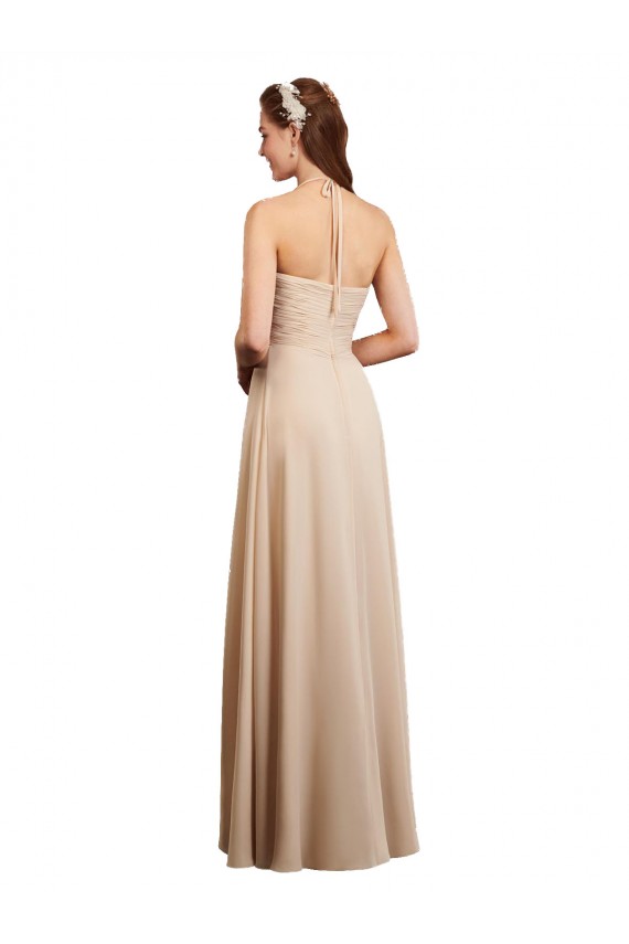 Soft Chiffon Long Sleeveless Low Back Bridesmaid Dress Cairns