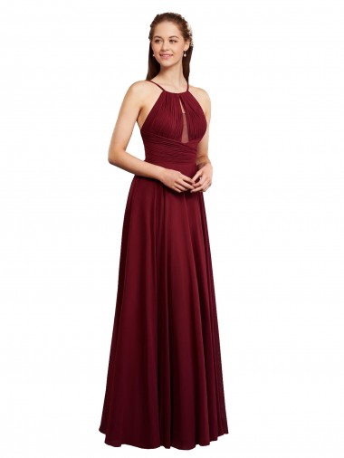 Chiffon A-Line Sleeveless Burgundy Bridesmaid Dress / Evening Dress Cairns
