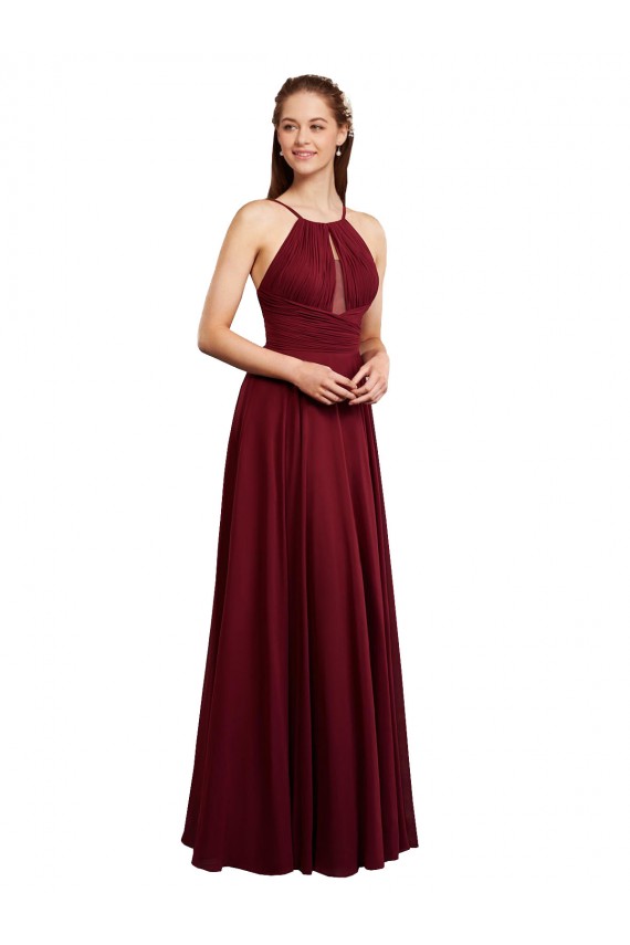 Chiffon A-Line Sleeveless Burgundy Bridesmaid Dress / Evening Dress Cairns