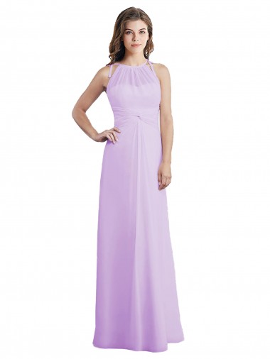 Soft Chiffon A-Line Long Sleeveless Keyhole Back Lilac Bridesmaid Dresses Cairns