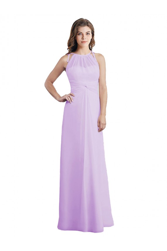 Soft Chiffon A-Line Long Sleeveless Keyhole Back Lilac Bridesmaid Dresses Cairns