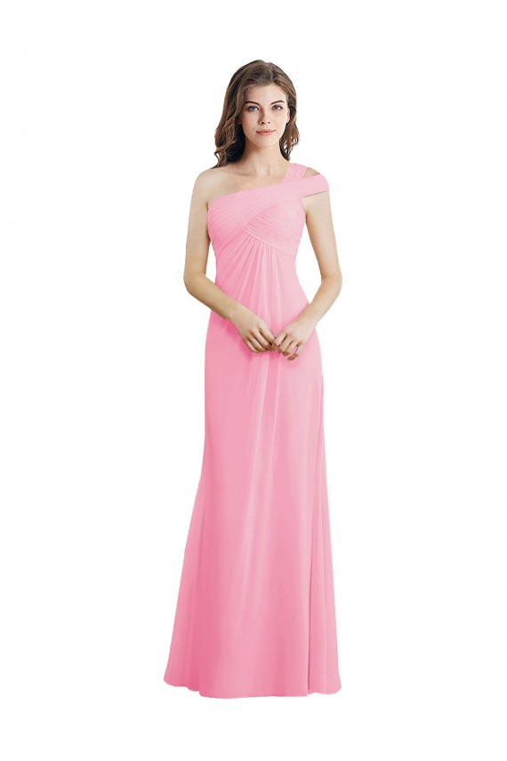 Chiffon A-Line Long Sleeveless One Shoulder Bridesmaid Dresses Cairns