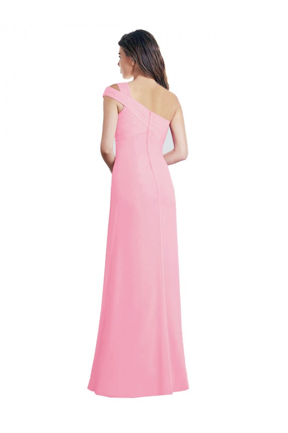 Chiffon A-Line Long Sleeveless One Shoulder Bridesmaid Dresses Cairns