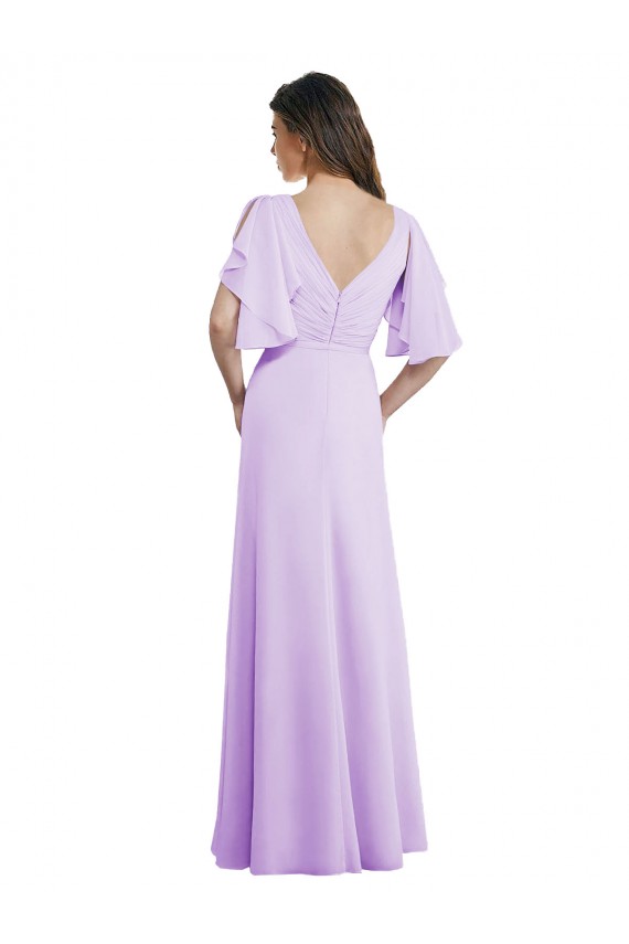 Soft Chiffon A-Line Long Split Sleeves V-Back Bridesmaid Dress Cairns