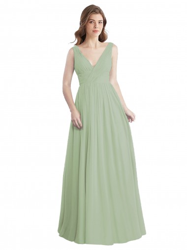 Soft Chiffon A-Line Long Sleeveless V-Back Formal Dress / Bridesmaid Dress Cairns