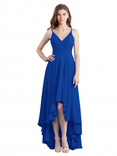 Soft Chiffon A-Line Long Sleeveless Open Back High Low Bridesmaid Dress Cairns