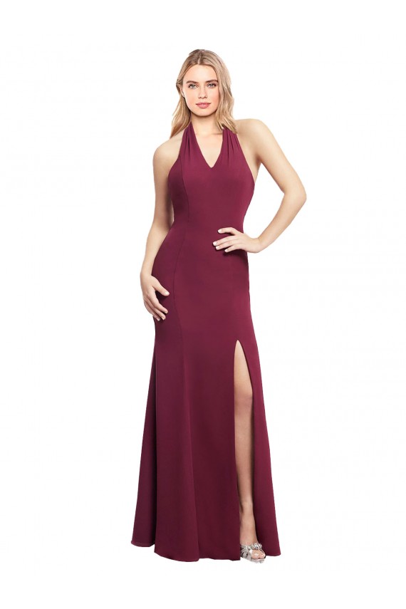 Soft Chiffon Mermaid Long Sleeveless Open Back Side Slit Bridesmaid Dresses Cairns