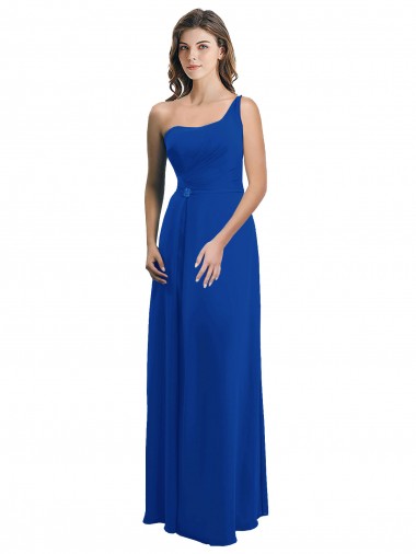 Soft Chiffon A-Line Long Sleeveless Royal Blue Low Back Bridesmaid Dress Cairns