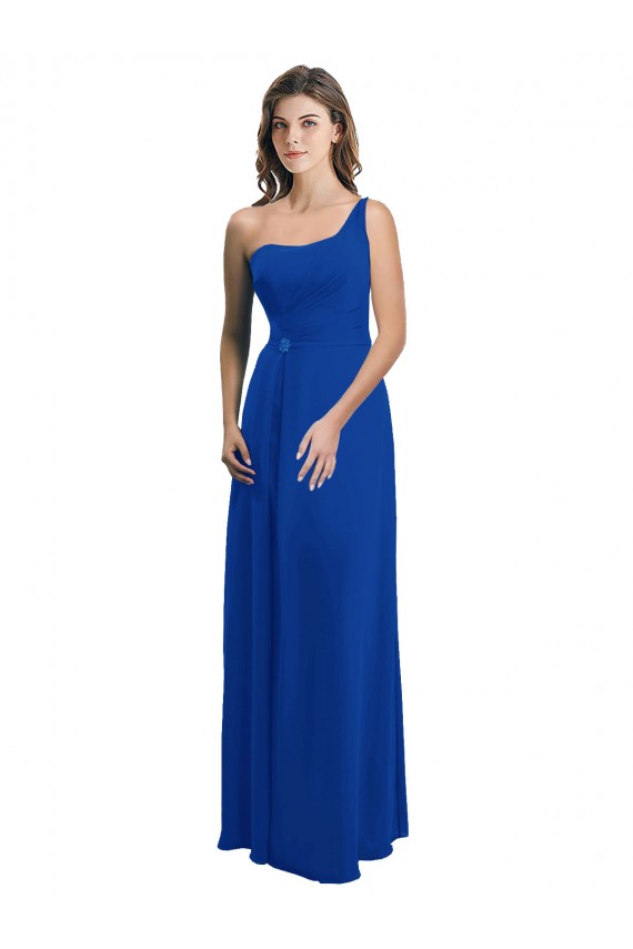 Soft Chiffon A-Line Long Sleeveless Royal Blue Low Back Bridesmaid Dress Cairns