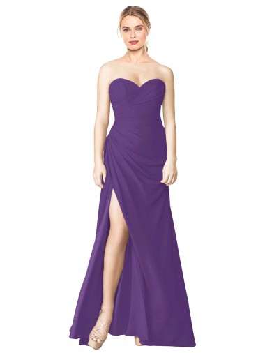 Soft Chiffon A-Line Long Sleeveless Low Back Side Slit Bridesmaid Dresses Cairns