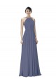 Soft Chiffon A-Line Long Sleeveless Silver Stone Open Back Formal Dress / Bridesmaid Dress Cairns