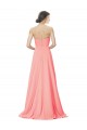 Soft Chiffon A-Line Long Sleeveless Peach Bridesmaid Dress Cairns