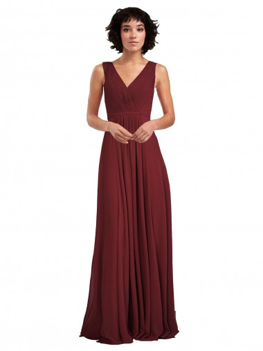 Soft Chiffon Long Sleeveless V-Back Bridesmaid Dress Cairns