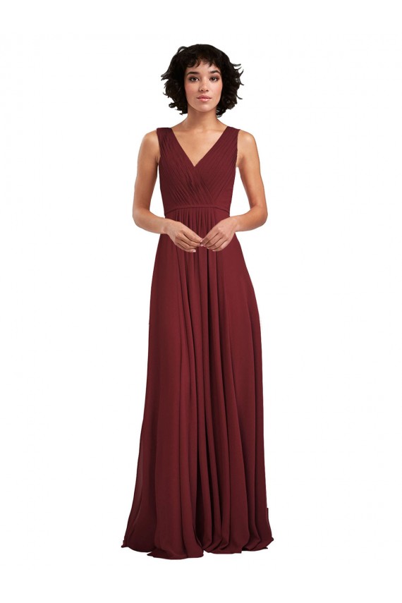 Soft Chiffon Long Sleeveless V-Back Bridesmaid Dress Cairns