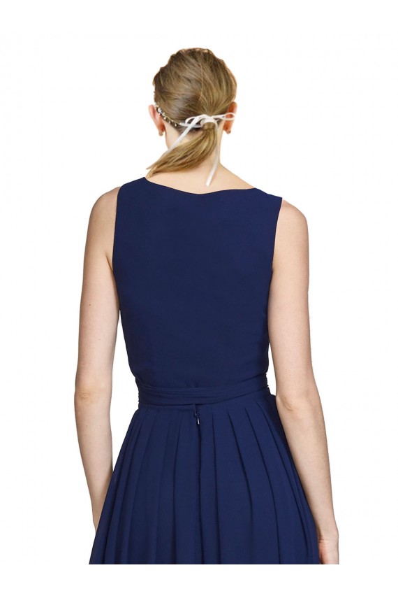 Chiffon A-Line Long Sleeveless Dark Navy Bridesmaid Dresses Cairns
